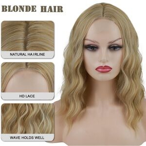 Synthetic Mixed Blonde Lace Tab Wavy Wig